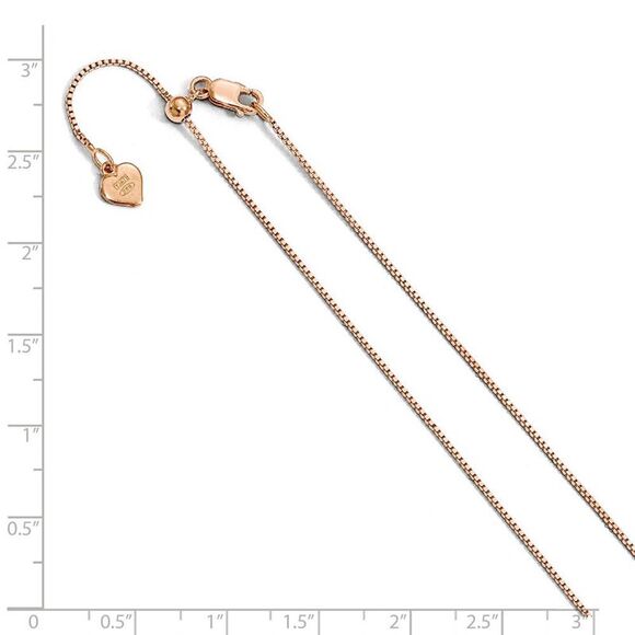 0.85mm Rose Gold Tone Sterling Silver Adjustable Box Chain, 30 Inch - Picture 2 of 5
